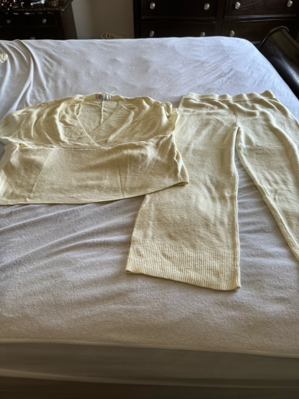 Free People Pale Yellow Knit Two-Piece Set
